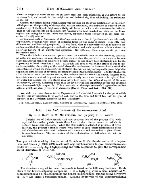 403. The chlorination of 2-thiolbenzoic acid