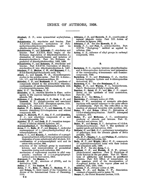 Index of authors, 1938
