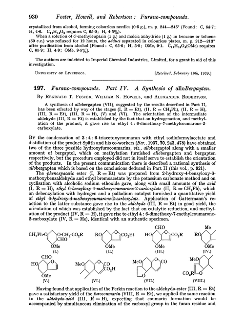 197. Furano-compounds. Part IV. A synthesis of allobergapten