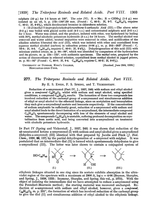 277. The triterpene resinols and related acids. Part VIII
