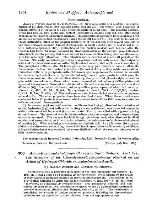 300. Anionotropic and prototropic changes in cyclic systems. Part VII. The structure of the chlorodiphenylcyclopentenone obtained by the action of hydrogen chloride on anhydroacetonebenzil