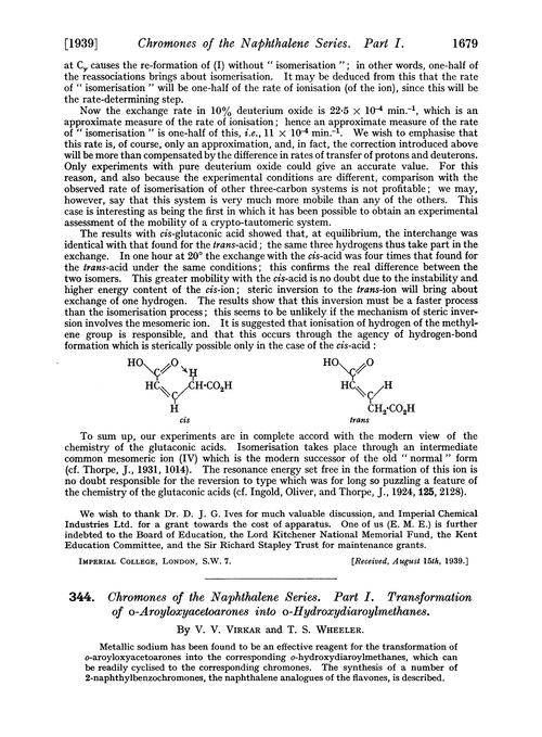 344. Chromones of the naphthalene series. Part I. Transformation of o-aroyloxyacetoarones into o-hydroxydiaroylmethanes