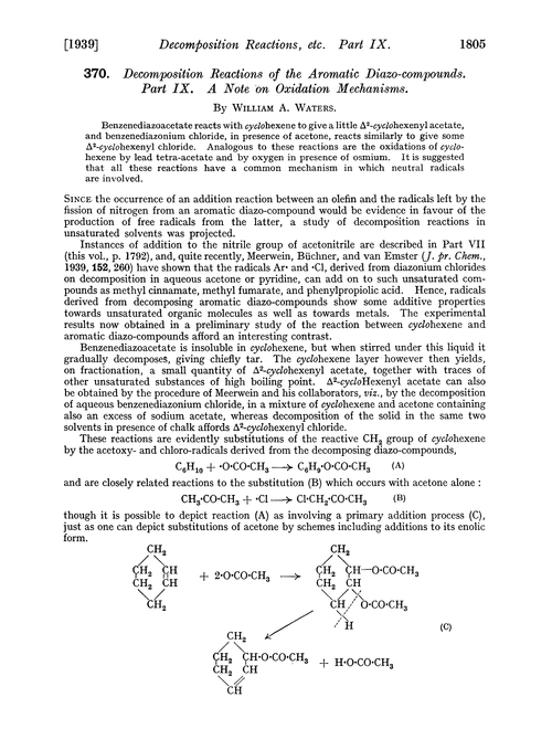 370. Decomposition reactions of the aromatic diazo-compounds. Part IX. A note on oxidation mechanisms