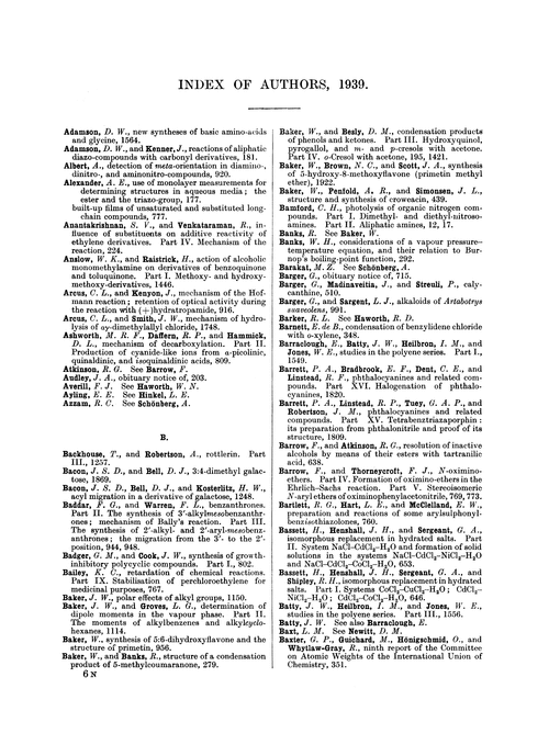 Index of authors, 1939