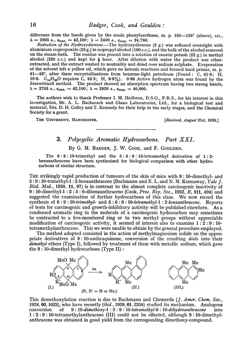 3. Polycyclic aromatic hydrocarbons. Part XXI