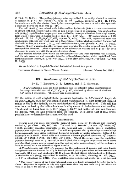 89. Resolution of dl-Δ2-cyclogeranic acid