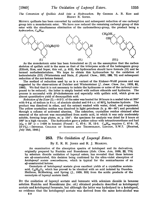 253. The oxidation of lupenyl esters