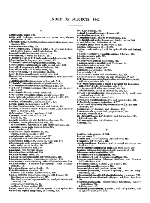 Index of subjects, 1942