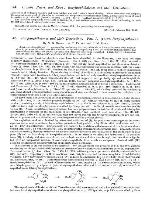 45. Butylnaphthalenes and their derivatives. Part I. β-tert.-Butylnaphthalene