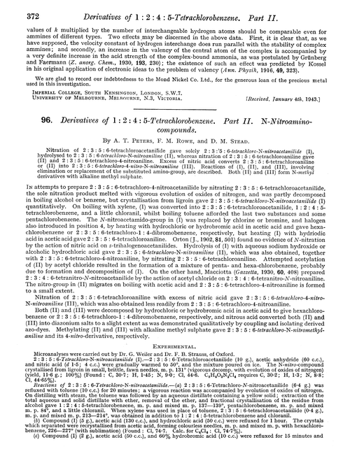 96. Derivatives of 1 : 2 : 4 : 5-tetrachlorobenzene. Part II. N-nitroamino-compounds