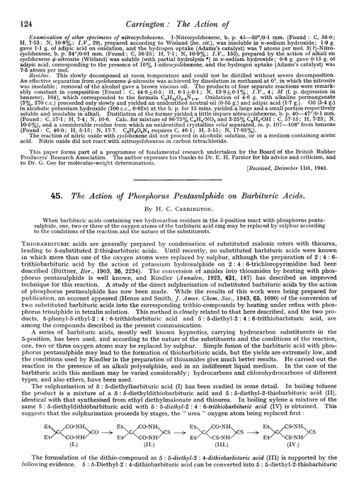 45. The action of phosphorus pentasulphide on barbituric acids