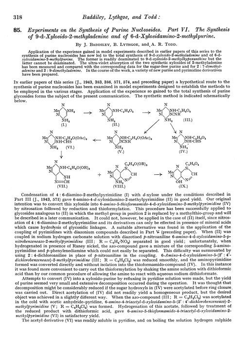 85. Experiments on the synthesis of purine nucleosides. Part VI. The synthesis of 9-d-xylosido-2-methyladenine and of 6-d-xylosidamino-2-methylpurine