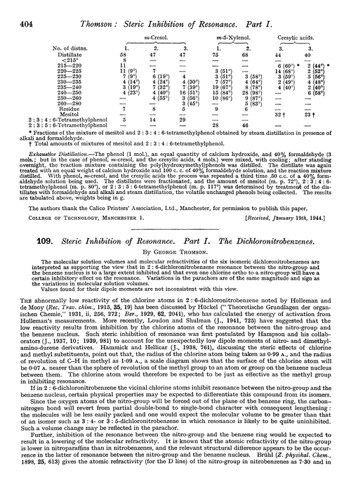 109. Steric inhibition of resonance. Part I. The dichloronitrobenzenes