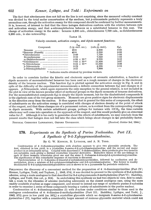178. Experiments on the synthesis of purine nucleosides. Part IX. A synthesis of 9-d-xylopyranosidoadenine