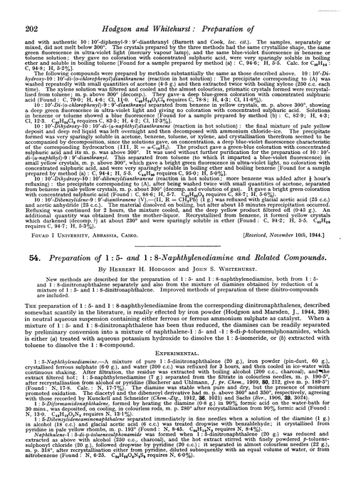 54. Preparation of 1 : 5- and 1 : 8-naphthylenediamine and related compounds