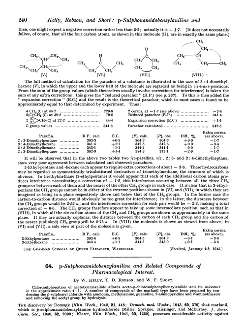 64. p-Sulphonamidobenzylaniline and related compounds of pharmacological interest