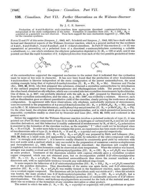 138. Cinnolines. Part VII. Further observations on the Widman–Stoermer reaction