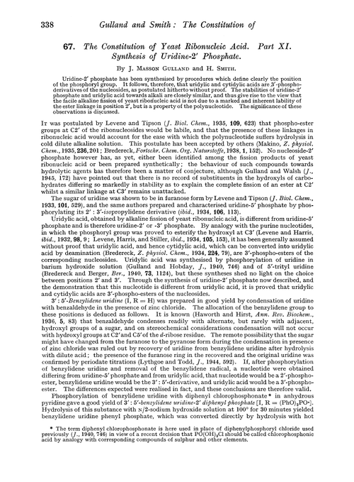 67. The constitution of yeast ribonucleic acid. Part XI. Synthesis of uridine-2′ phosphate