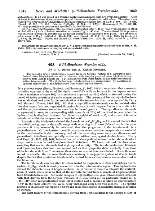 193. β-Phellandrene tetrabromide