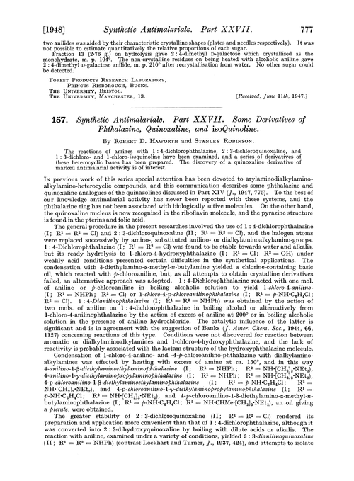 157. Synthetic antimalarials. Part XXVII. Some derivatives of phthalazine, quinoxaline, and isoquinoline