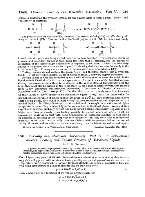270. Viscosity and molecular association. Part II. A relationship between viscosity and vapour pressure of associated liquids