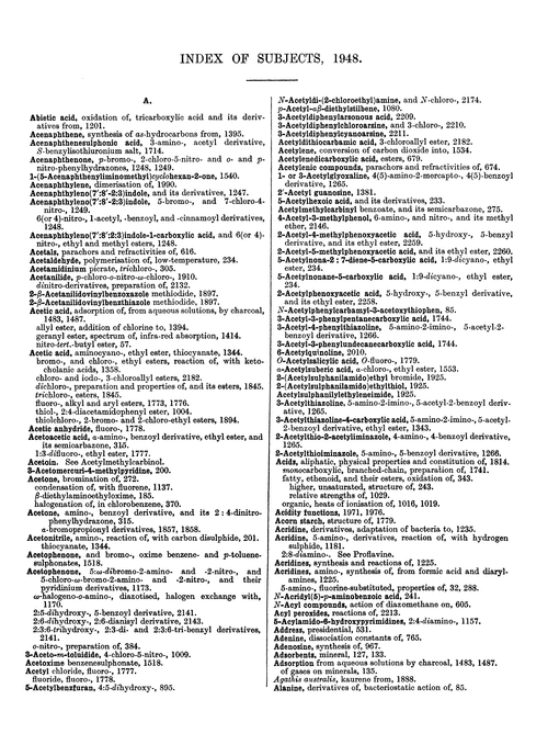 Index of subjects, 1948