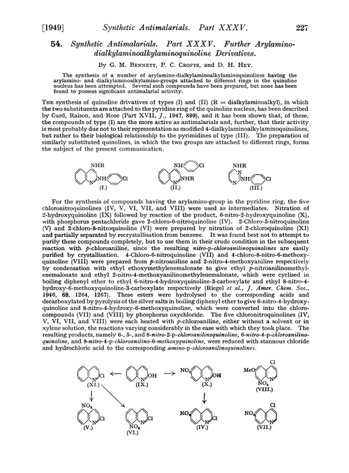 54. Synthetic antimalarials. Part XXXV. Further arylaminodialkylaminoalkylaminoquinoline derivatives