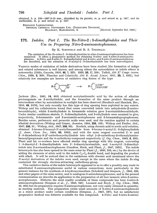 171. Indoles. Part I. The Bz-nitro-2 : 3-dimethylindoles and their use in preparing nitro-2-aminoacetophenones
