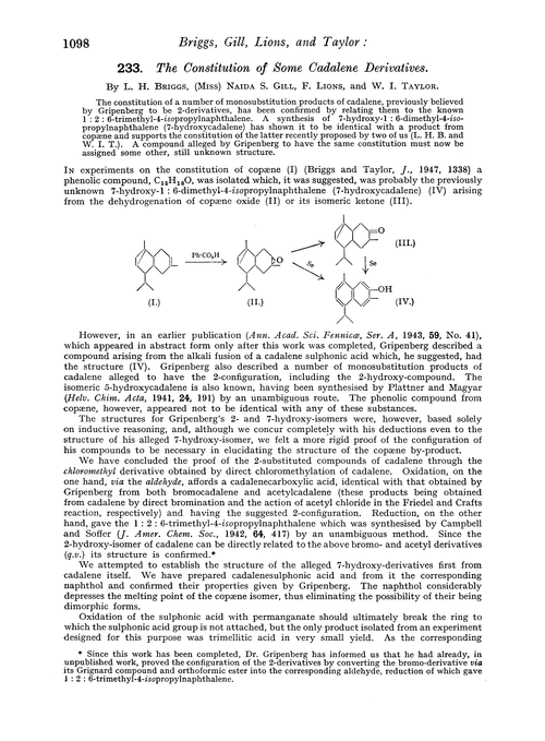 233. The constitution of some cadalene derivatives
