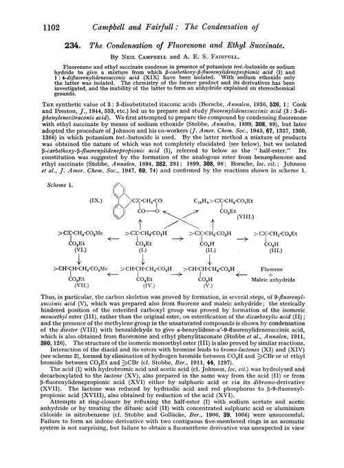 234. The condensation of fluorenone and ethyl succinate