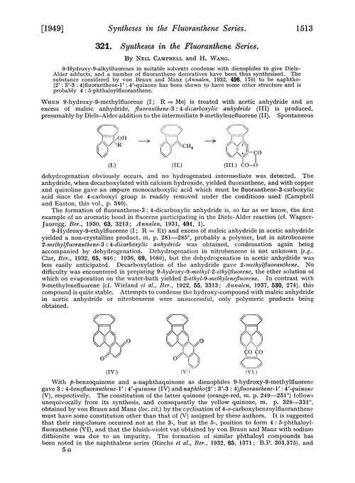 321. Syntheses in the fluoranthene series