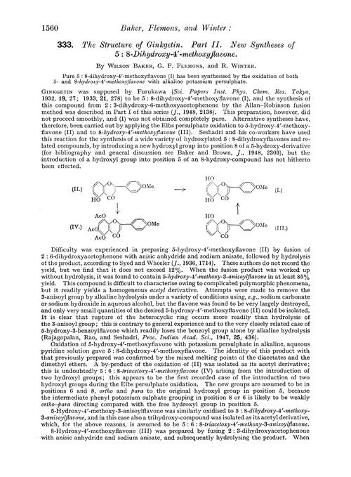 333. The structure of ginkgetin. Part II. New syntheses of 5 : 8-dihydroxy-4′-methoxyflavone