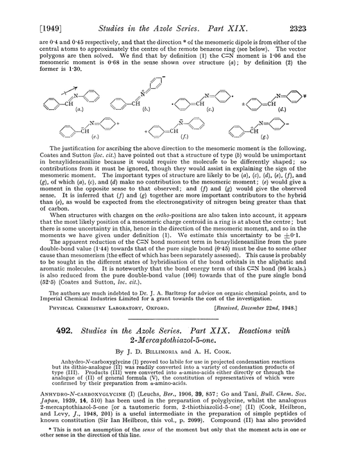 492. Studies in the azole series. Part XIX. Reactions with 2-mercaptothiazol-5-one