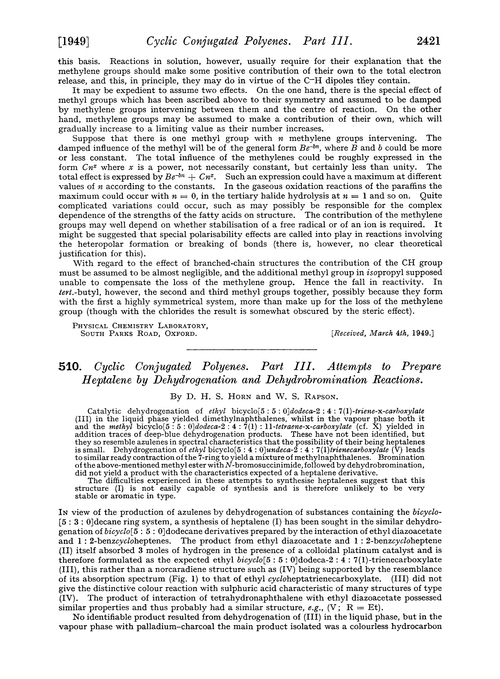 510. Cyclic conjugated polyenes. Part III. Attempts to prepare heptalene by dehydrogenation and dehydrobromination reactions