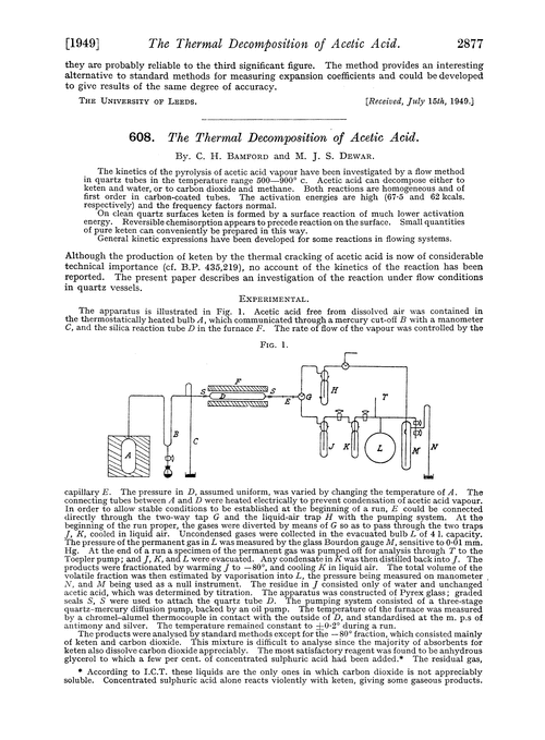 608. The thermal decomposition of acetic acid