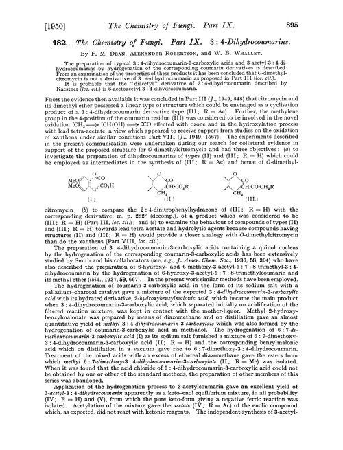 182. The chemistry of fungi. Part IX. 3 : 4-Dihydrocoumarins