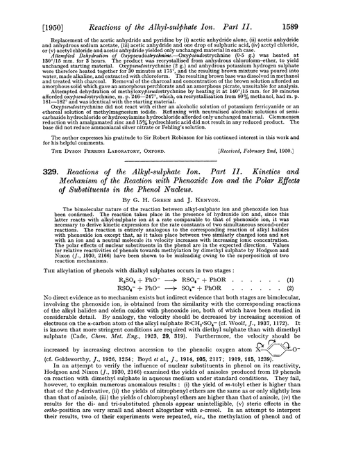 329. Reactions of the alkyl-sulphate ion. Part II. Kinetics and mechanism of the reaction with phenoxide ion and the polar effects of substituents in the phenol nucleus