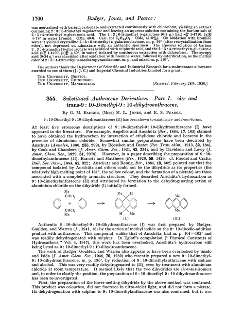 344. Substituted anthracene derivatives. Part I. cis- and trans-9 : 10-Dimethyl-9 : 10-dihydroanthracene