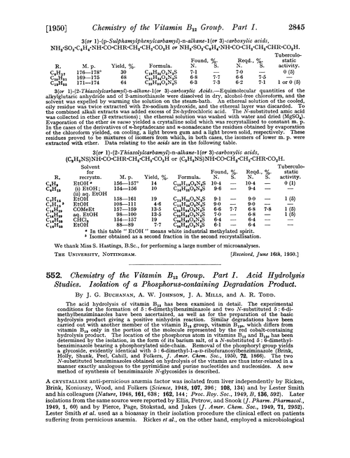 552. Chemistry of the vitamin B12 group. Part I. Acid hydrolysis studies. Isolation of a phosphorus-containing degradation product