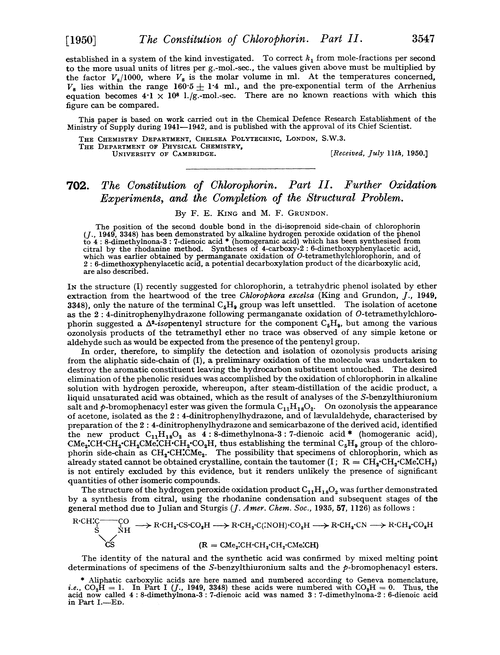 702. The constitution of chlorophorin. Part II. Further oxidation experiments, and the completion of the structural problem