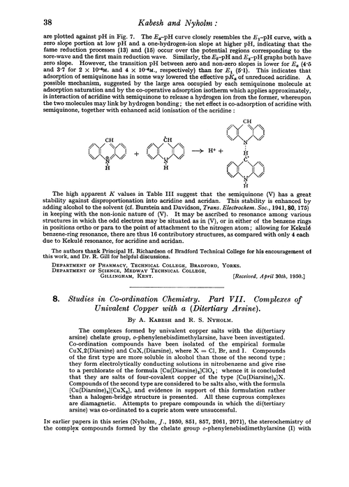 8. Studies in co-ordination chemistry. Part VII. Complexes of univalent copper with a (ditertiary arsine)