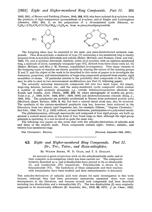 42. Eight- and higher-membered ring compounds. Part II. Di-, tri-, tetra-, and hexa-salicylides
