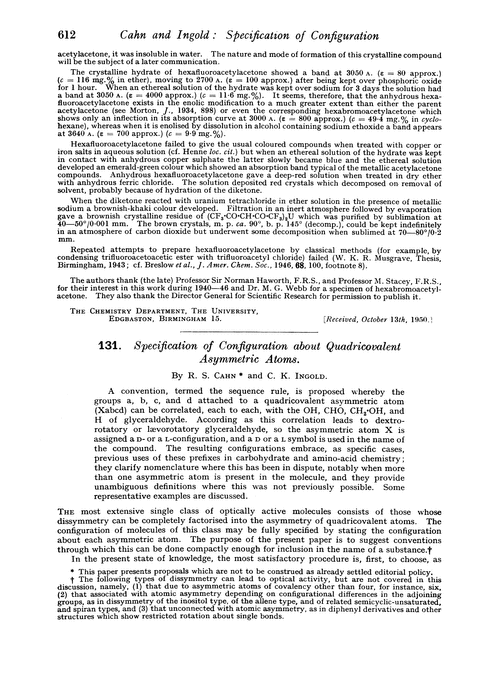 131. Specification of configuration about quadricovalent asymmetric atoms