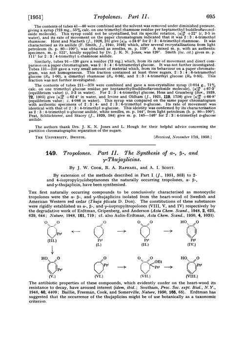 149. Tropolones. Part II. The synthesis of α-, β-, and γ-thujaplicins