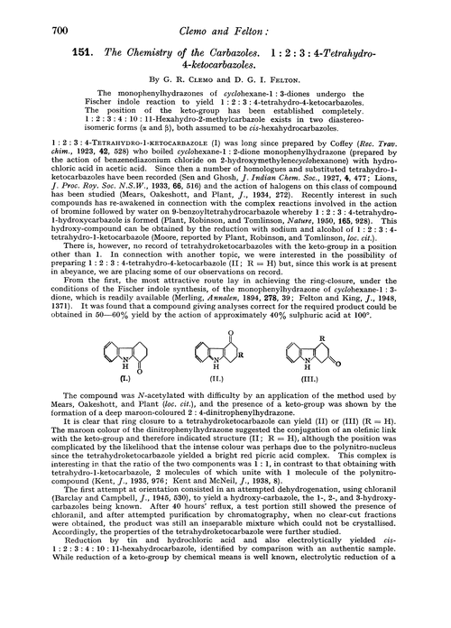151. The chemistry of the carbazoles. 1 : 2 : 3 : 4-tetrahydro-4-ketocarbazoles