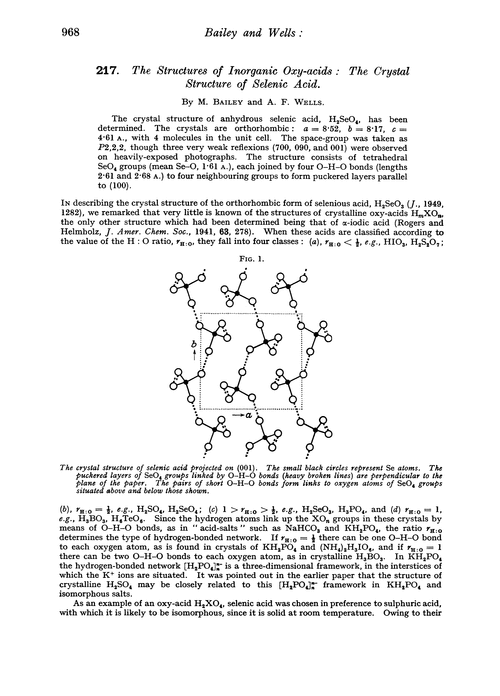 217. The structures of inorganic oxy-acids: the crystal structure of selenic acid