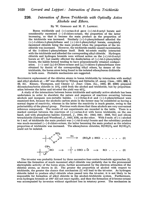 226. Interaction of boron trichloride with optically active alcohols and ethers