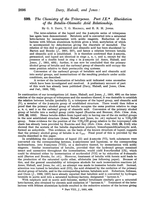 599. The chemistry of the triterpenes. Part IX. Elucidation of the betulin–oleanolic acid relationship