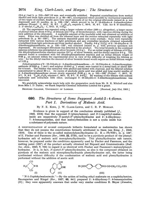 680. The structures of some supposed azetid-2 : 4-diones. Part I. Derivatives of malonic acid