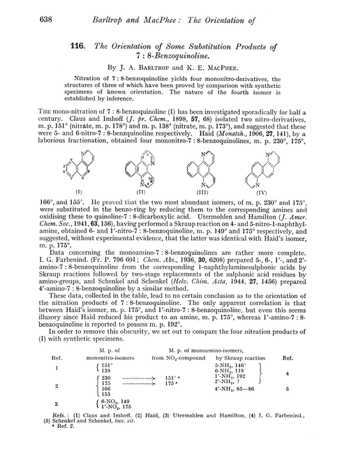 116. The orientation of some substitution products of 7 : 8-benzoquinoline